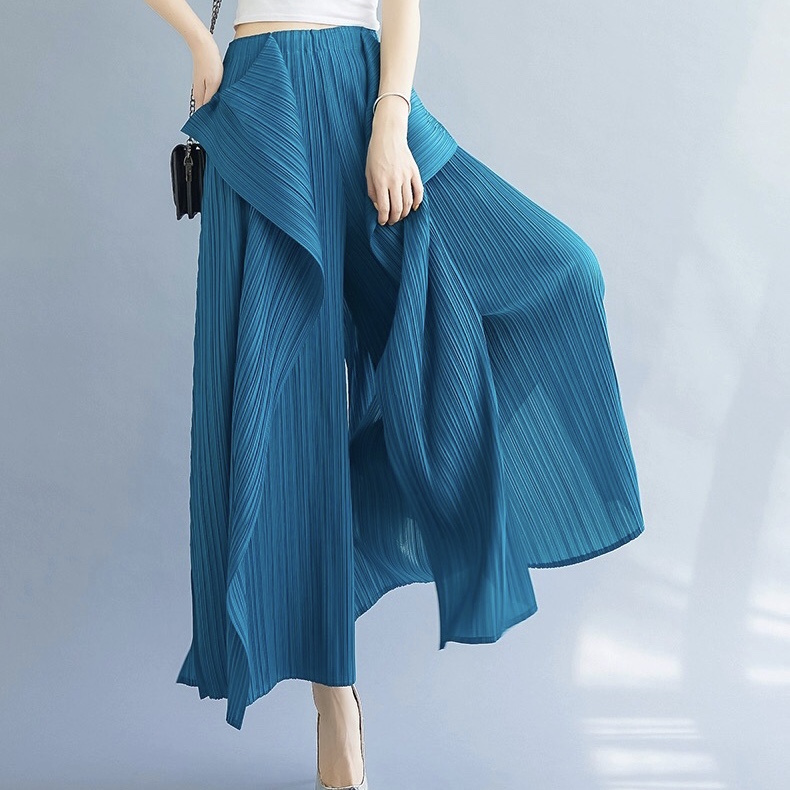 Pleats drape cut wide pants