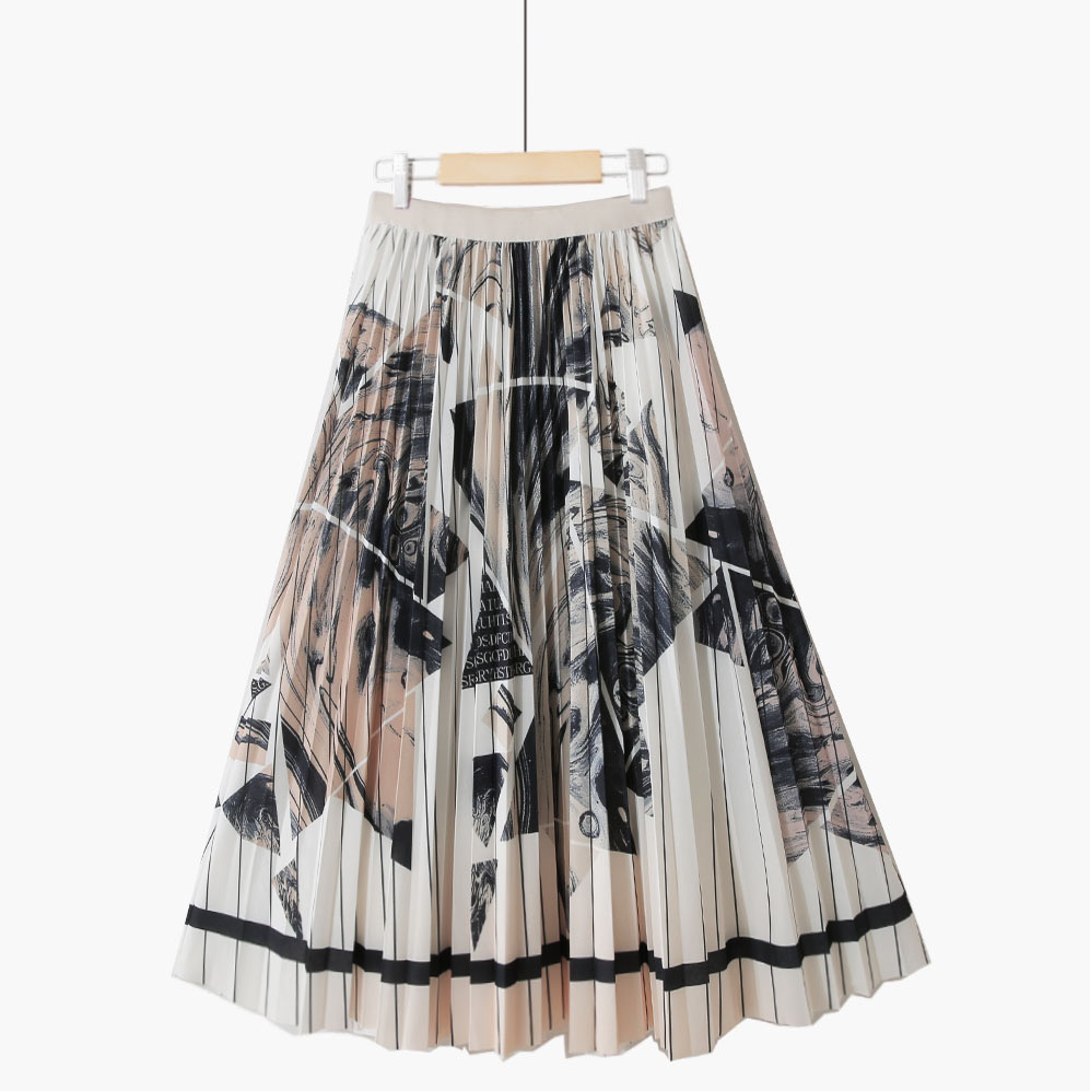 Art painting pleated skirt