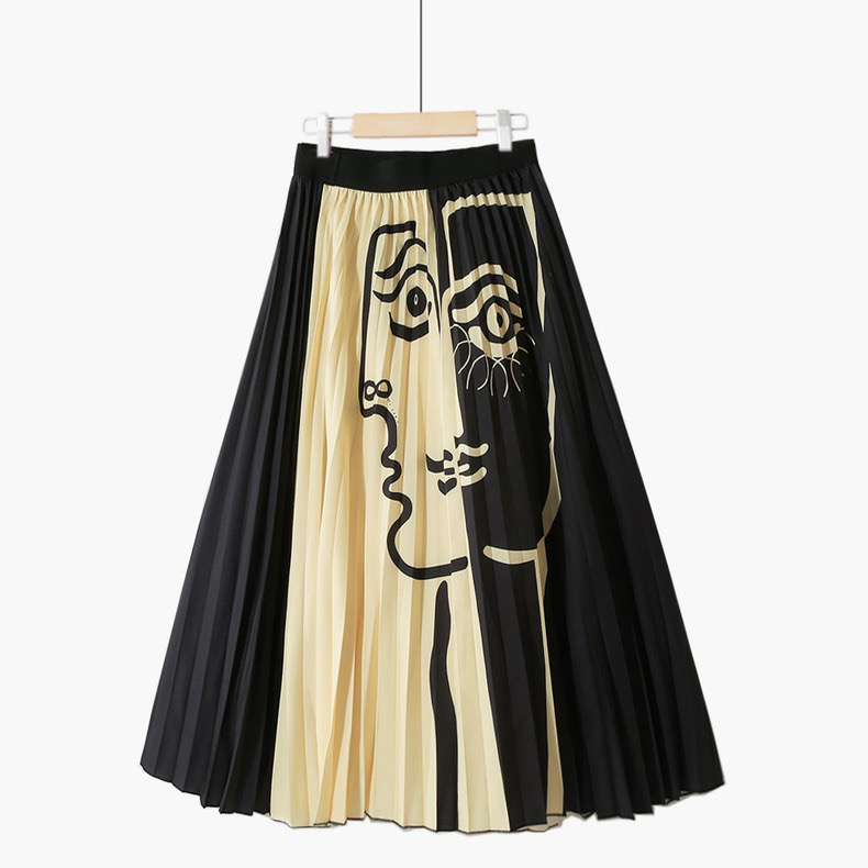 Face art painting pleated skirt