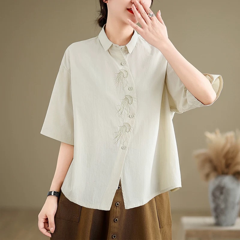 Jellyfish embroidery blouse